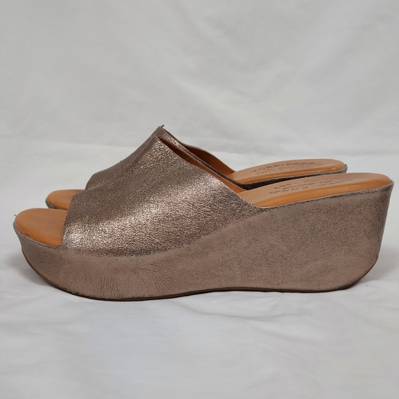KorkEase Shoes Kork Ease Greer Soft Gold Metallic Platform Open